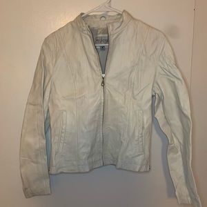 RARE: Real, white leather jacket